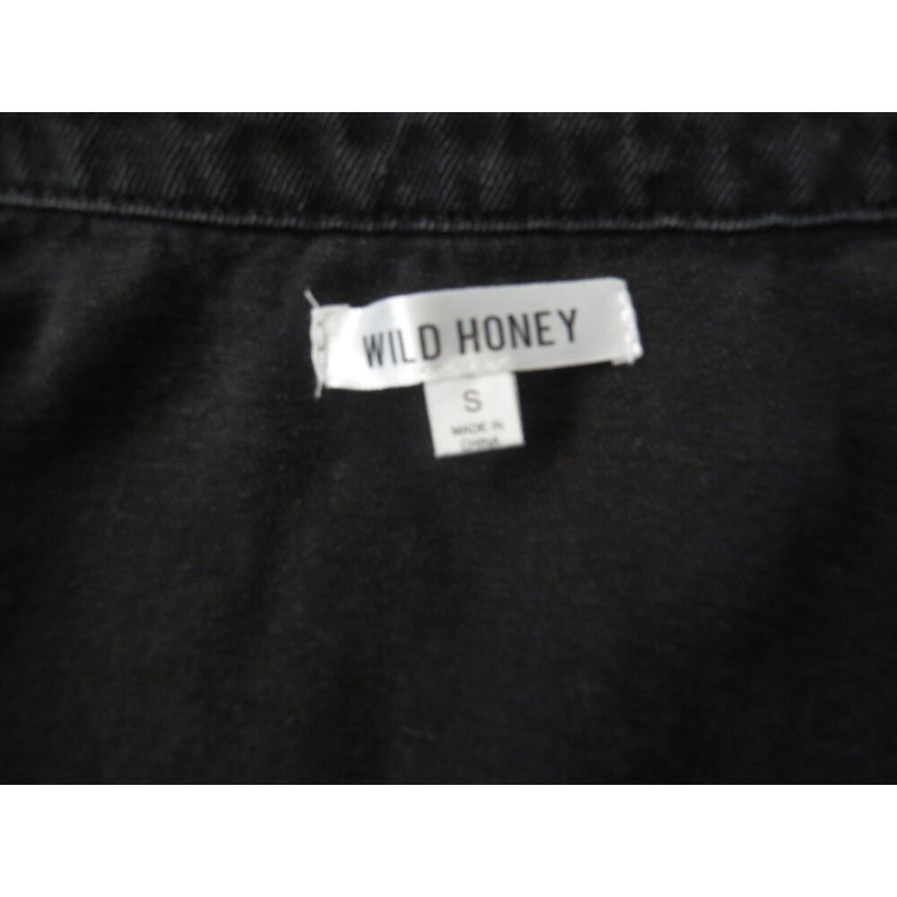 Wild Honey Women's Western Denim Cropped Fringe Jacket Black S EUC - Picture 8 of 9